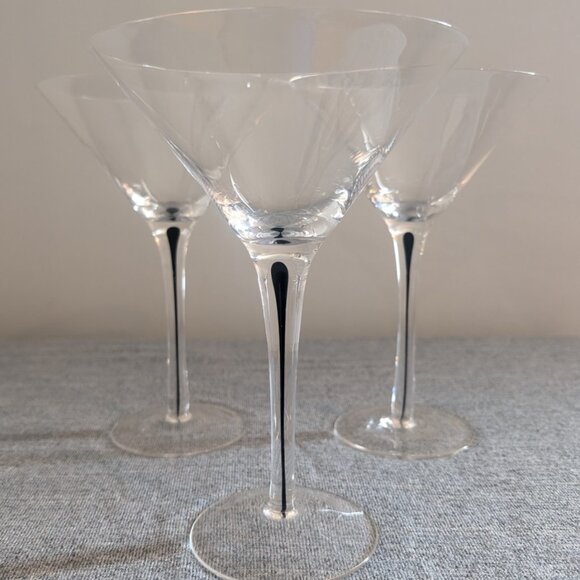 Orrefors Kostaboda Other - Orrefors "Intermezzo" Black Martini Glasses, Set of 3